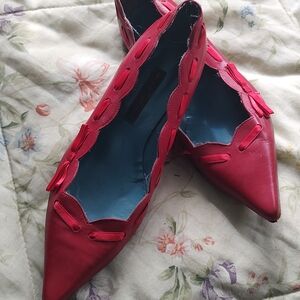 Vintage 90s Marc Jacobs Fairy Coquette Aesthetic Red Kitten Heels Shoes Pumps